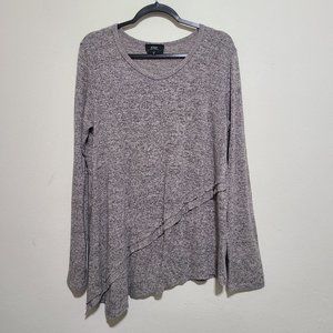 Anthropologie COA Asymmetrical Hem Pullover Tunic Sweater Top Size L Gray